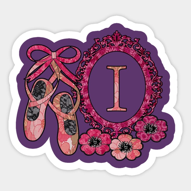 Pink floral ballerina Monogram art I Sticker by artbyomega